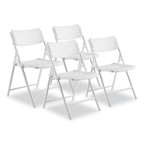NPS AirFlex Series Premium Poly Folding Chair, Supports Up to 1,000 lb, 17.25" Seat Height, White Seat/Back/Base, 4/Carton (1421)
