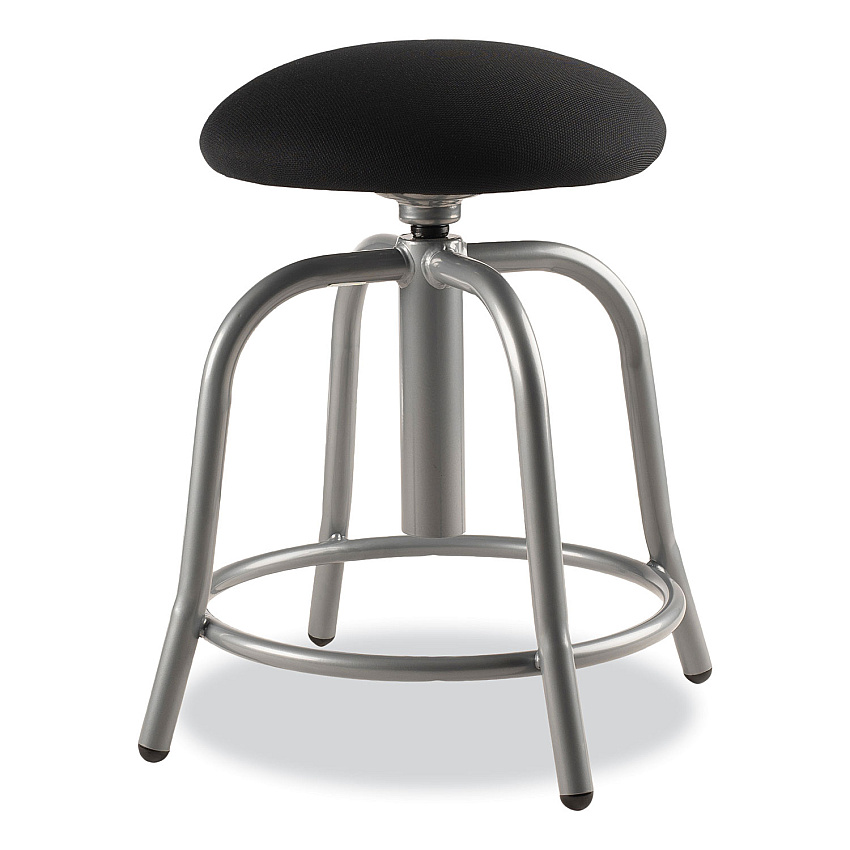 NPS 6800 Series Height Adjustable Fabric Seat Swivel Stool, Supports Up to 300 lb, 18" to 25" Seat Height, Black Seat/Gray Base (6810S02)