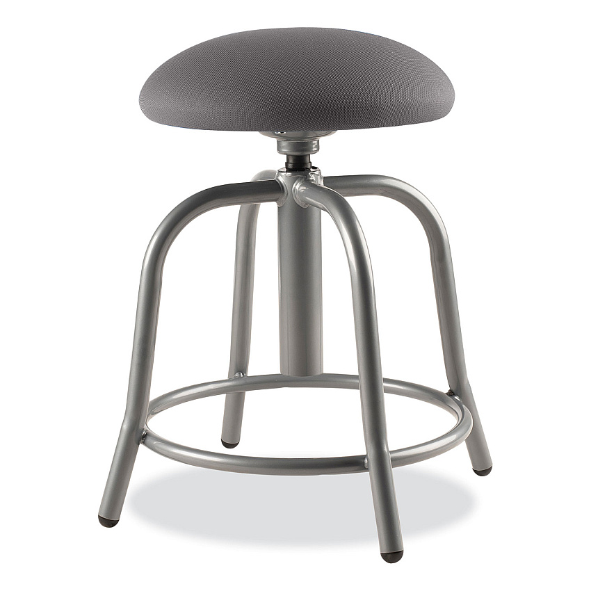 NPS 6800 Series Height Adjustable Fabric Padded Swivel Stool, Supports 300 lb, 18" to 25" Seat Height, Charcoal Seat/Gray Base (6820S02)