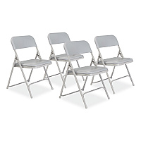 NPS 800 Series Premium Plastic Folding Chair, Supports Up to  500 lb, 18" Seat Height, Gray Seat, Gray Back, Gray Base, 4/Carton (802)