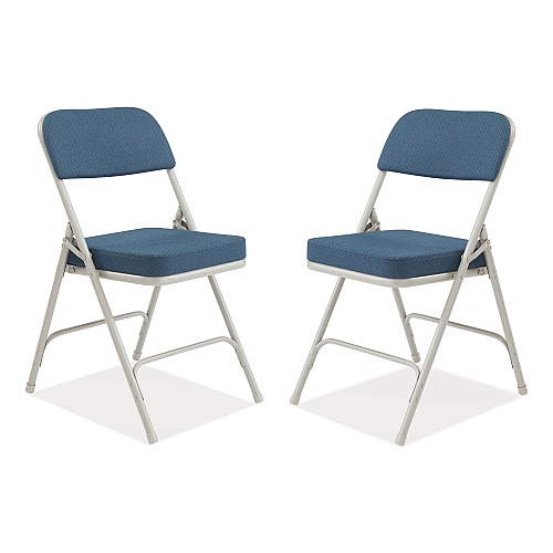 NPS 3200 Series Fabric Dual-Hinge Folding Chair, Supports Up to 300 lb, Regal Blue Seat, Regal Blue Back, Gray Base, 2/Carton (3215)