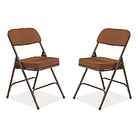 NPS 3200 Series Premium Fabric Dual-Hinge Folding Chair, Supports Up to 300 lb, Gold Seat, Gold Back, Brown Base, 2/Carton (3219)