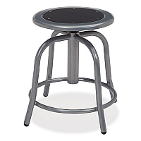 NPS 6800 Series Height Adjustable Metal Seat Swivel Stool, Supports Up to 300 lb, 18" to 24" Seat Height, Black Seat, Gray Base (681002)