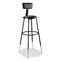 NPS 6400 Series Height Adjustable Heavy Duty Vinyl Padded Stool with Backrest, Supports 300 lb, 32