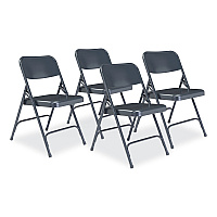 NPS 200 Series Premium All-Steel Double Hinge Folding Chair, Supports Up to 500 lb, 17.25" Seat Height, Blue, 4/Carton (204)