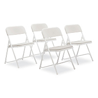 NPS 800 Series Plastic Folding Chair, Supports Up to 500 lb, 18" Seat Height, Bright White Seat, White Base, 4/Carton (821)