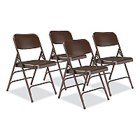 NPS 300 Series Deluxe All-Steel Triple Brace Folding Chair, Supports Up to 480 lb, 17.25" Seat Height, Brown, 4/Carton (303)