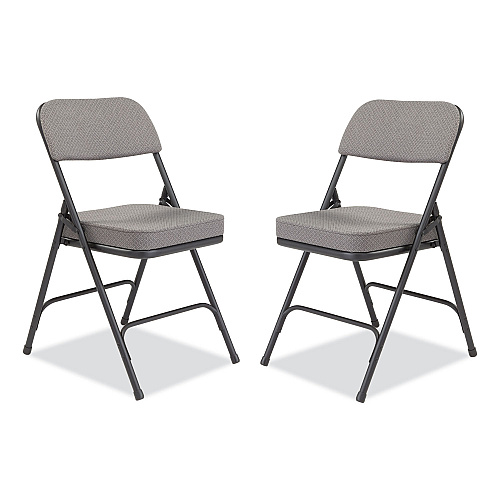 NPS 3200 Series Fabric Dual-Hinge Folding Chair, Supports Up to 300 lb, Charcoal Seat, Charocoal Back, Black Base, 2/Carton (3212)