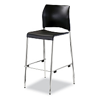 NPS Cafetorium Bar Height Stool, Supports Up to 500 lb, 31" Seat Height, Black Seat, Black Back, Chrome Base (8810B1110)
