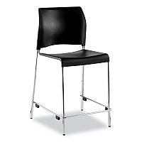 NPS Cafetorium Counter Height Stool, Supports Up to 300 lb, 24" Seat Height, Black Seat, Black Back, Chrome Base (8810C1110)