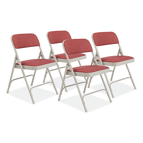 NPS 2200 Series Fabric Dual-Hinge Premium Folding Chair, Supports Up to 500 lb, Cabernet Seat, Cabernet Back, Gray Base, 4/Carton (2208)