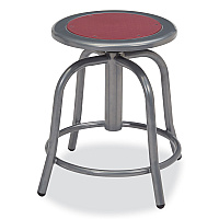 NPS 6800 Series Height Adjustable Metal Seat Swivel Stool, Supports Up to 300 lb, 18" to 24" Seat Height, Burgundy Seat/Gray Base (681802)