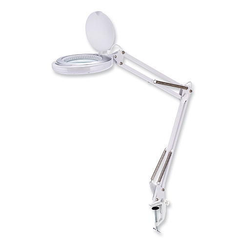 Black & Decker PureOptics LED Magnifying Dimmable Desk Lamp with Clamp Mount, 17"  High, White (VLED600)