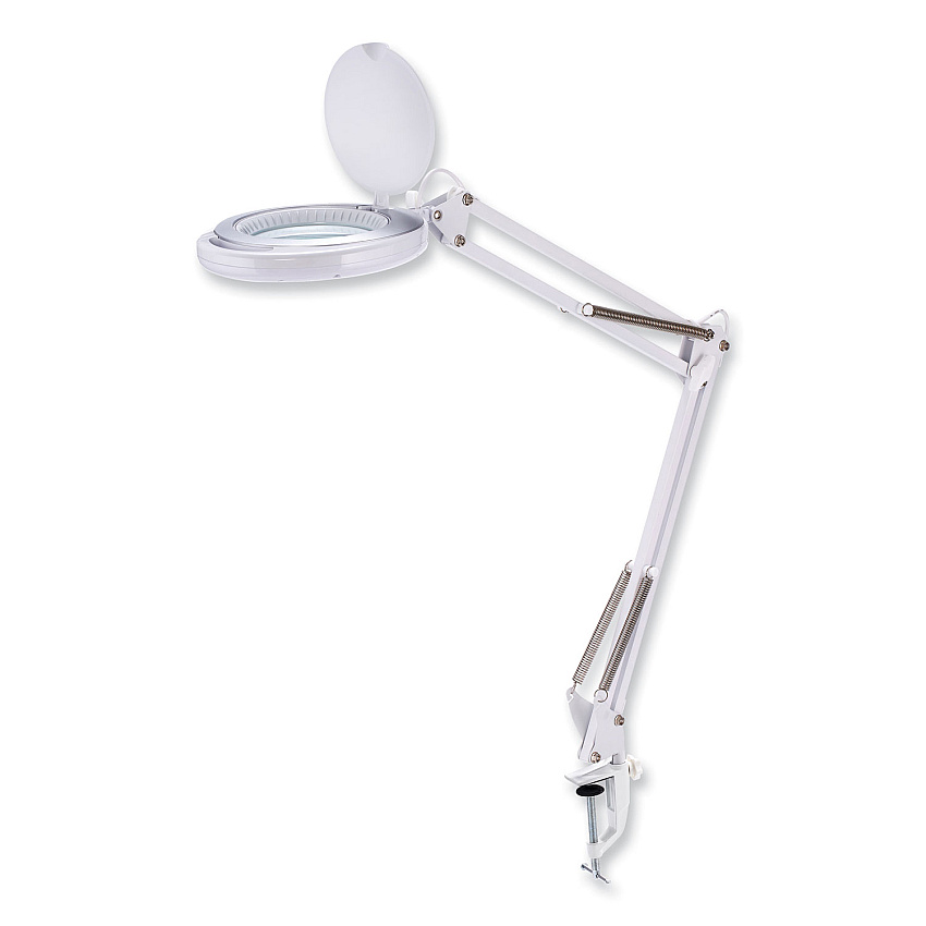 Black & Decker PureOptics LED Magnifying Dimmable Desk Lamp with Clamp Mount, 17"  High, White (VLED600)