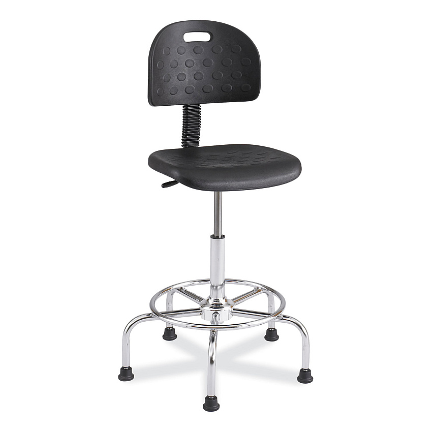 Safco Workfit Economy Industrial Chair, Supports Up to 400 lb, 22" to 30" Seat Height,  Black Seat, Black Back, Silver Base (6950BL)
