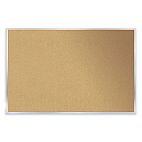Ghent Aluminum-Frame Natural Corkboard, 96.5 x 48.5, Tan Surface, Satin Aluminum Frame (AK48)