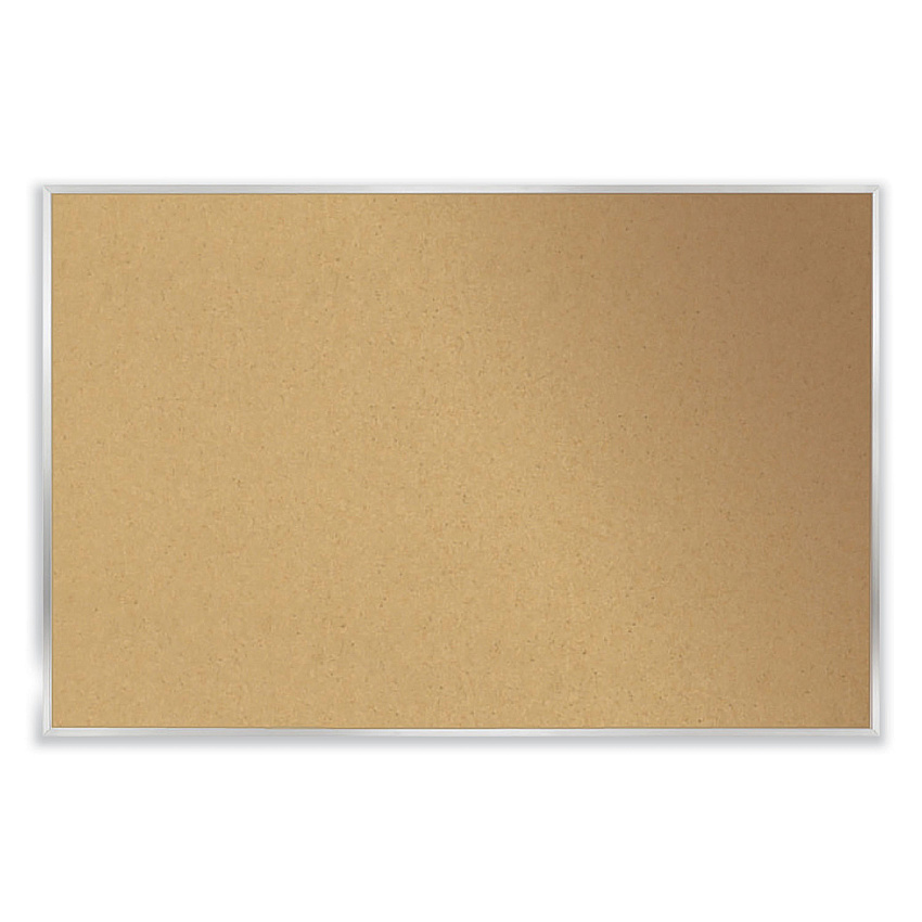 Ghent Aluminum-Frame Natural Corkboard, 96.5 x 48.5, Tan Surface, Satin Aluminum Frame (AK48)