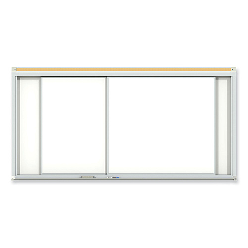 Ghent Horizontal Sliding Porcelain Magnetic Whiteboard, 144 x 48, White Surface, Satin Aluminum Frame (HSM2412)