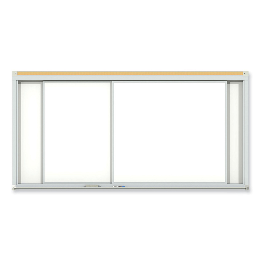 Ghent Horizontal Sliding Porcelain Magnetic Whiteboard, 144 x 48, White Surface, Satin Aluminum Frame (HSM2412)