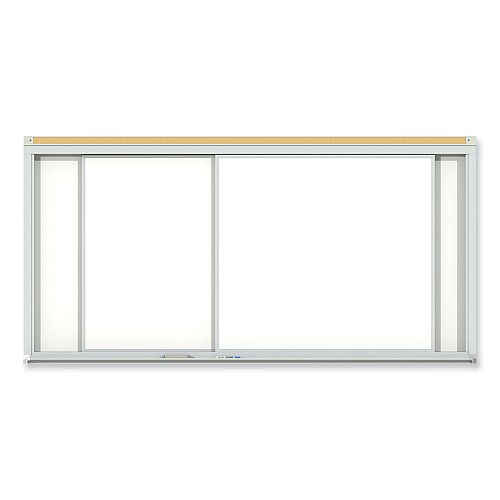 Ghent Horizontal Sliding Porcelain Magnetic Whiteboard, 96 x 48, White Surface, Satin Aluminum Frame (HSM248)