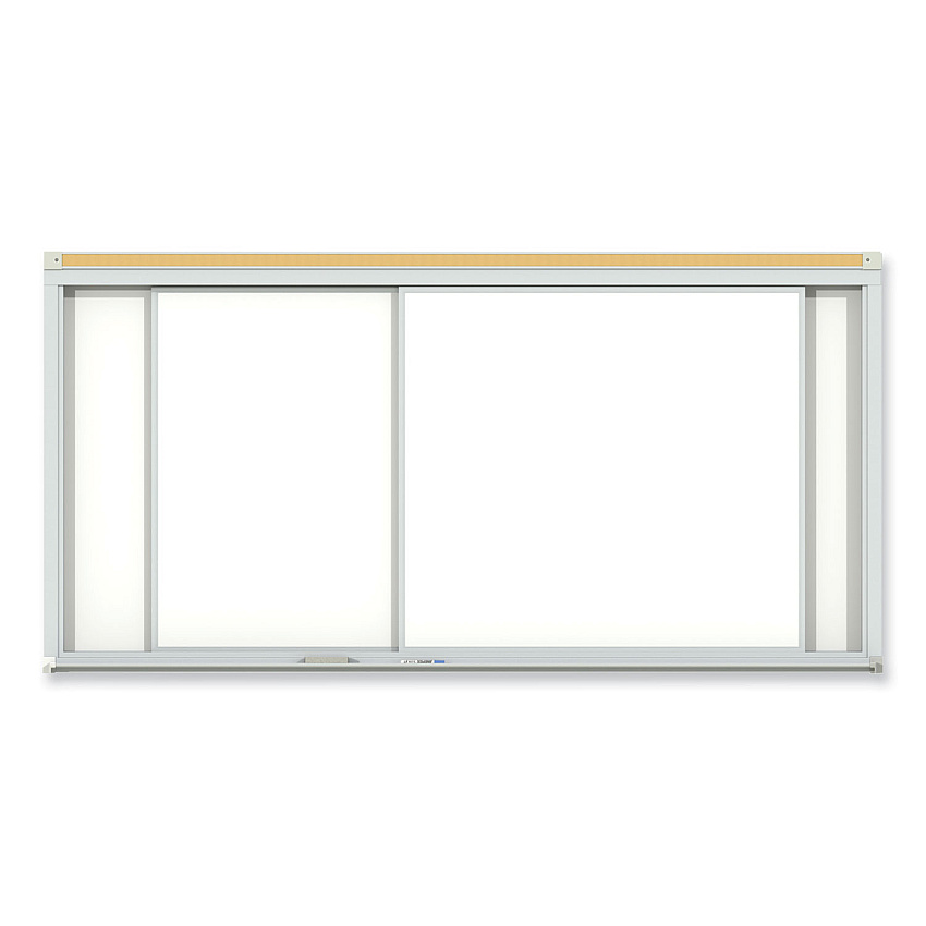 Ghent Horizontal Sliding Porcelain Magnetic Whiteboard, 96 x 48, White Surface, Satin Aluminum Frame (HSM248)