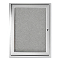 Ghent 1 Door Enclosed Vinyl Bulletin Board with Satin Aluminum Frame, 24 x 36, Silver Surface (PA13624VX193)