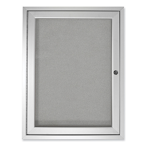 Ghent 1 Door Enclosed Vinyl Bulletin Board with Satin Aluminum Frame, 24 x 36, Silver Surface (PA13624VX193)