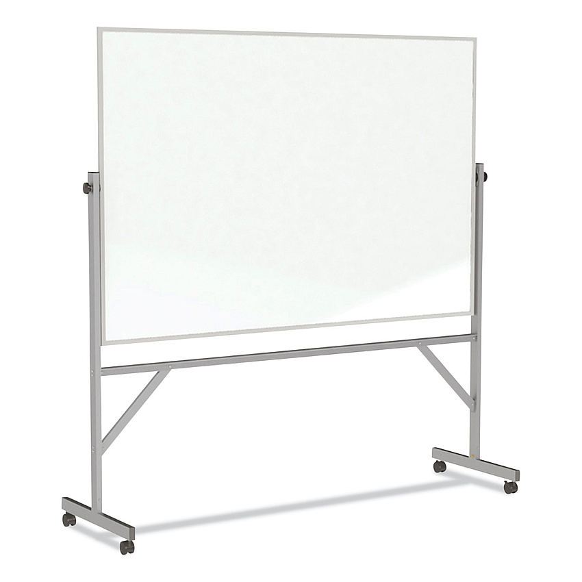 Ghent Reversible Magnetic Porcelain Whiteboard w/Satin Aluminum Frame, 101.25 x 78.25, White Surface (ARM1M148)