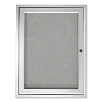 Ghent 1 Door Enclosed Vinyl Bulletin Board with Satin Aluminum Frame, 30 x 36, Silver Surface (PA13630VX193)
