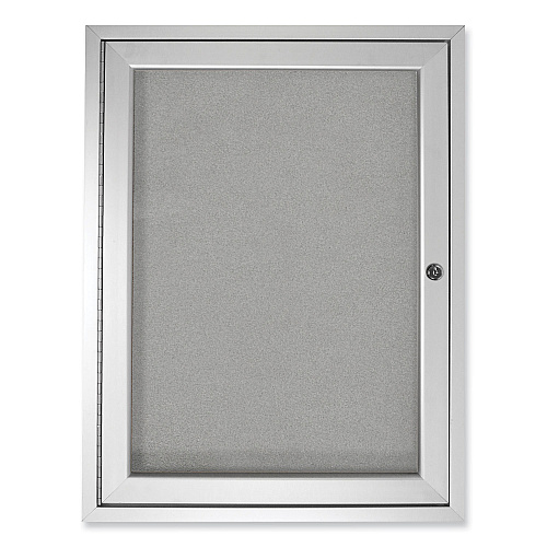 Ghent 1 Door Enclosed Vinyl Bulletin Board with Satin Aluminum Frame, 30 x 36, Silver Surface (PA13630VX193)