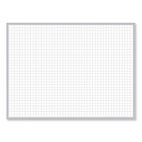 Ghent 1 x 1 Grid Magnetic Whiteboard, 72.5 x 48.5, White/Gray Surface, Satin Aluminum Frame (GRPM321G46)