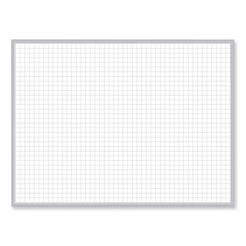 Ghent 1 x 1 Grid Magnetic Whiteboard, 72.5 x 48.5, White/Gray Surface, Satin Aluminum Frame (GRPM321G46)