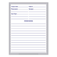 Ghent Hospital Magnetic Whiteboard, 18.5 x 24.5, White/Blue Surface, Satin Aluminum Frame (GRPM311H18)