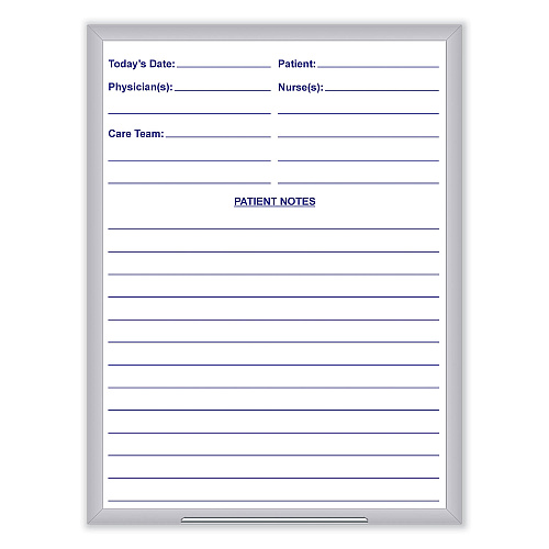Ghent Hospital Magnetic Whiteboard, 18.5 x 24.5, White/Blue Surface, Satin Aluminum Frame (GRPM311H18)