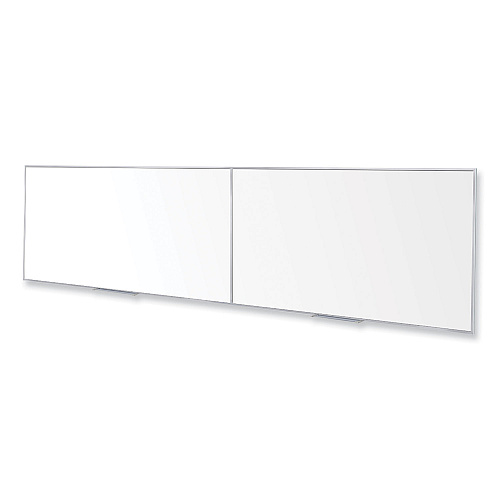 Ghent Magnetic Porcelain Whiteboard with Satin Aluminum Frame, 193 x 48.5, White Surface (M14164)