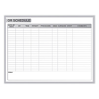 Ghent OR Schedule Magnetic Whiteboard, 48.5 x 36.5, White/Gray Surface, Satin Aluminum Frame (GRPM313S34)