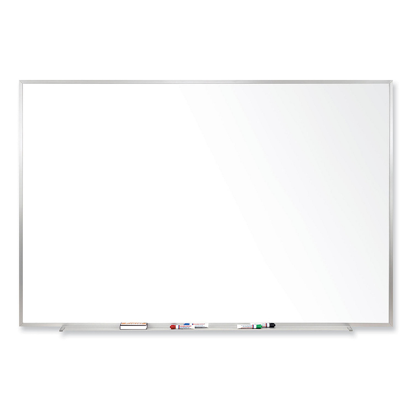 Ghent Magnetic Porcelain Whiteboard with Satin Aluminum Frame, 96.5 x 48.5, White Surface (M1484)