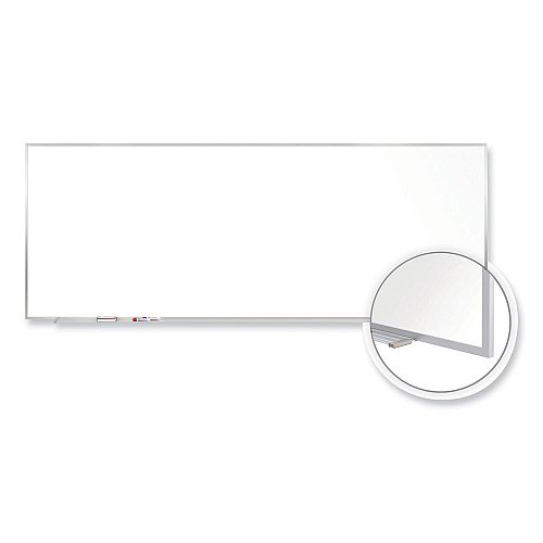 Ghent Magnetic Porcelain Whiteboard with Satin Aluminum Frame, 144.5 x 48.5, White Surface (M14124)