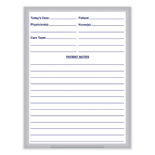 Ghent Hospital Magnetic Whiteboard, 24 x 36, White/Blue Surface, Satin Aluminum Frame (GRPM311H23)