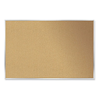 Ghent Aluminum-Frame Natural Corkboard, 72.5 x 48.5, Tan Surface, Satin Aluminum Frame (AK46)