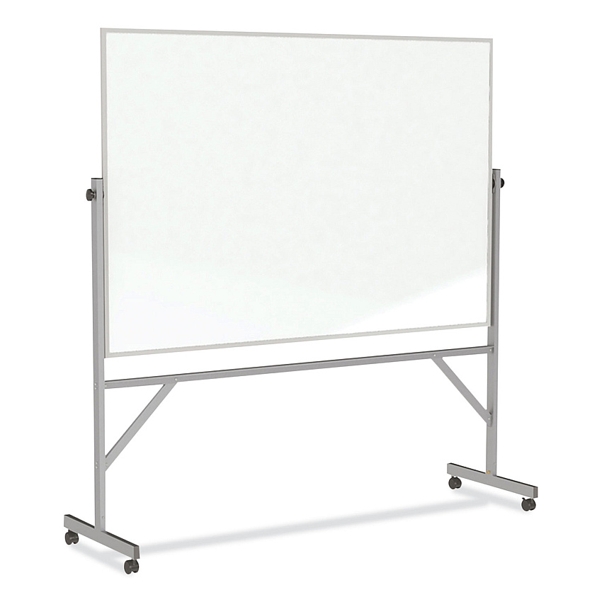 Ghent Reversible Magnetic Porcelain Whiteboard with Satin Aluminum Frame, 77.25 x 78.13, White Surface (ARM1M146)