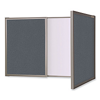 Ghent VisuALL PC Whiteboard Cabinet, Gray Fabric Bulletin Board Exterior Doors, 36 x 24, Aluminum Frame (41302)