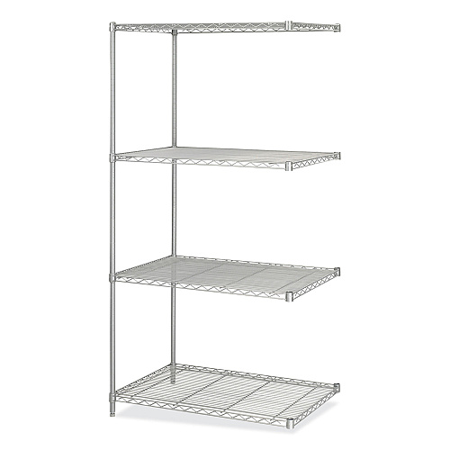 Safco Industrial Add-On Unit, Four-Shelf, 36w x 24d x 72h, Steel, Metallic Gray (5289GR)