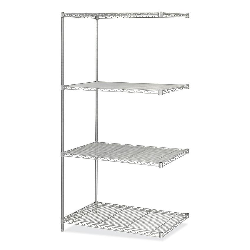 Safco Industrial Add-On Unit, Four-Shelf, 36w x 24d x 72h, Steel, Metallic Gray (5289GR)