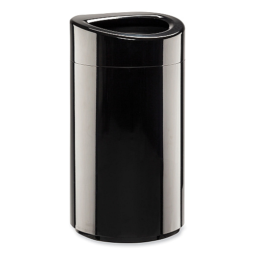 Safco Open Top Oval Waste Receptacle, 14 gal, Steel, Black (9921BL)