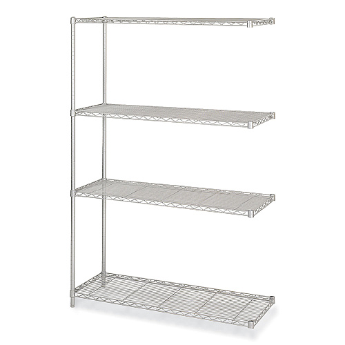 Safco Industrial Add-On Unit, Four-Shelf, 48w x 18d x 72h, Steel, Metallic Gray (5292GR)