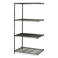 Safco Industrial Add-On Unit, Four-Shelf, 36w x 24d x 72h, Steel, Black (5289BL)