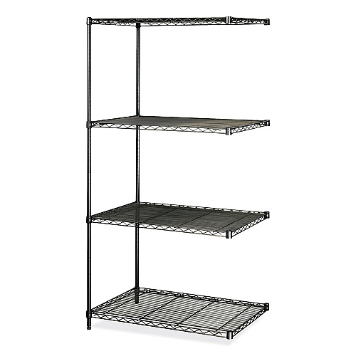 Safco Industrial Add-On Unit, Four-Shelf, 36w x 24d x 72h, Steel, Black (5289BL)