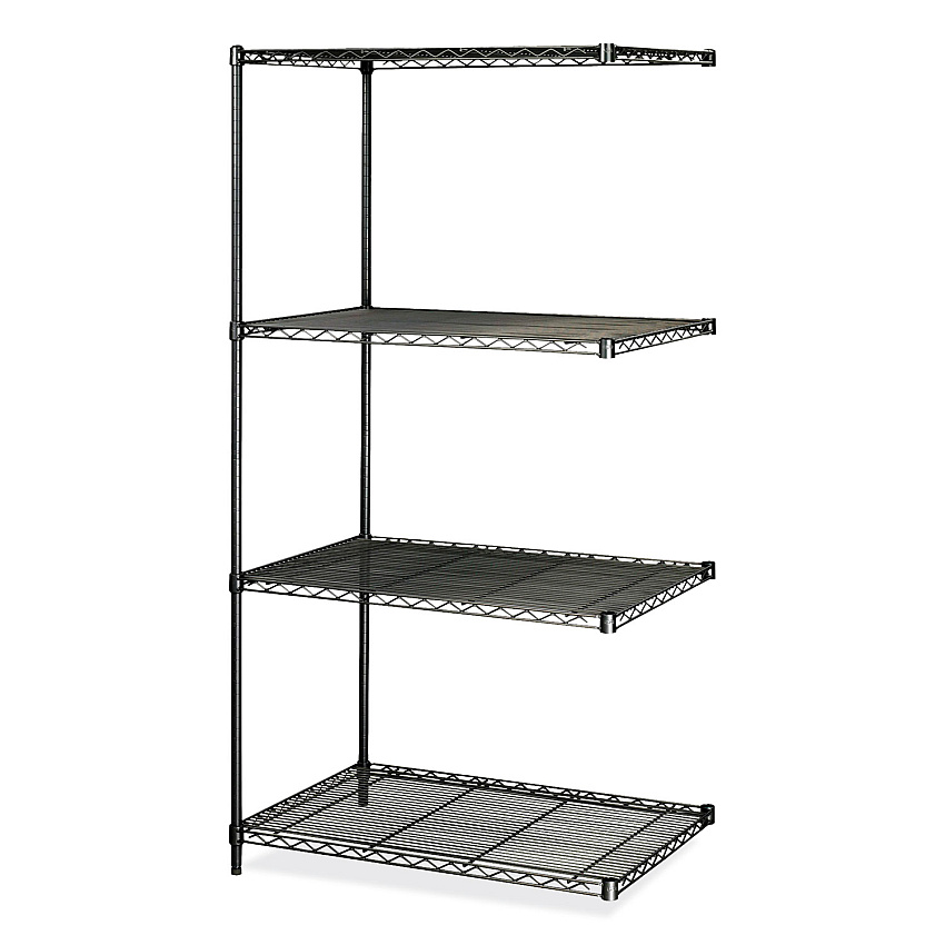 Safco Industrial Add-On Unit, Four-Shelf, 36w x 24d x 72h, Steel, Black (5289BL)
