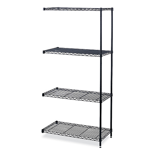 Safco Industrial Add-On Unit, Four-Shelf, 36w x 18d x 72h, Steel, Black (5286BL)